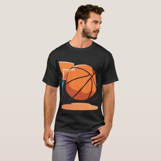 Basic Zwart T-shirt Grote Basketbal (Voorkant volledig)