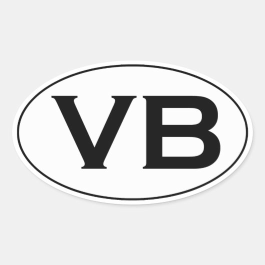 Basic Zwart-wit VB Virginia Beach Oval Logo Ovale Sticker (Voorkant)