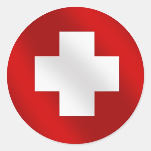 Basic Zwitserse vlag Suisse geschenken voor Schwei Ronde Sticker (Voorkant)