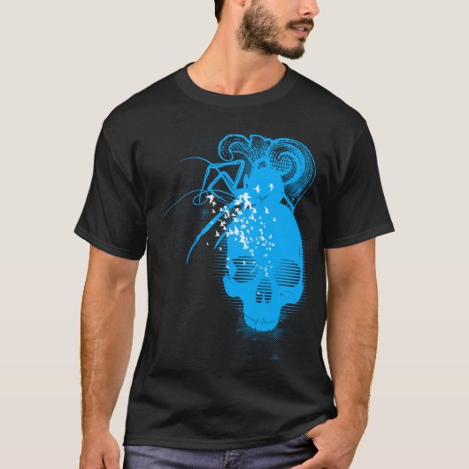 BasicBlk SpiderSkull(SkyBlue) T-shirt (Voorkant)