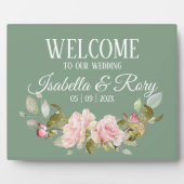 Basil and Roses Wedding Tabletop Plaque Fotoplaat (Voorkant)