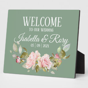 Basil and Roses Wedding Tabletop Plaque Fotoplaat