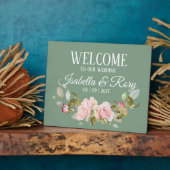 Basil and Roses Wedding Tabletop Plaque Fotoplaat (Zijkant)