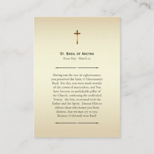 Basil d'Ancyra Carte de prière chrétienne orthodox (Dos)