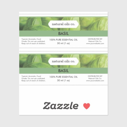 Basil Essential Oils Étiquette de la bouteille de  (Feuille)