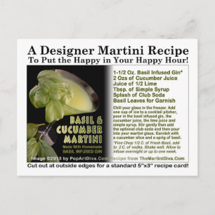 Basil geïnfundeerde gin komkommer martini recept B Briefkaart