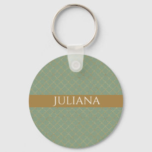 Basil Green Goud Vierblad Personalized Sleutelhanger