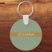 Basil Green Goud Vierblad Personalized Sleutelhanger (Voorkant)