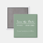 Basil Green & White Save the Date Magneet (Voorkant / Achterkant)