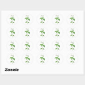 Basil Herbs Waterverf Keuken Groen Rustiek Ronde Sticker (Vel)