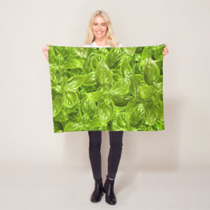 Basil Leaves Pattern Fleece Deken