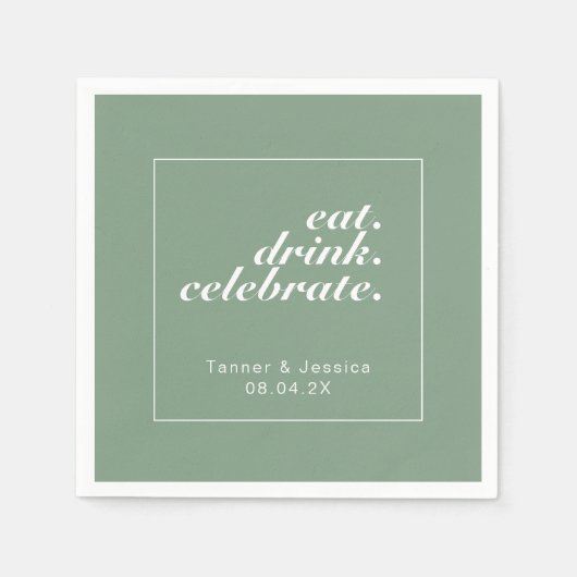 Basil & White Modern Minimalist Wedding Servet (Voorkant)