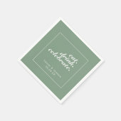 Basil & White Modern Minimalist Wedding Servet (Hoek)