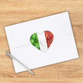 Basilicum Witte Marmer en Tomaat Italiaanse Vlag  Hart Sticker