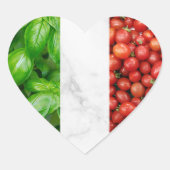 Basilicum Witte Marmer en Tomaat Italiaanse Vlag Hart Sticker (Voorkant)