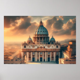 Basiliek van St. Peter Italië Europa Reizen Poster