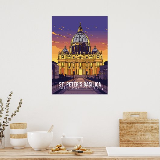 Basilique Saint-Pierre, affiche d'art touristique (Cuisine)