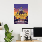 Basilique Saint-Pierre, affiche d'art touristique (Bureau à domicile)