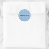 Basis Blauw Geruit Sticker/Envelope Zegel (Tas)