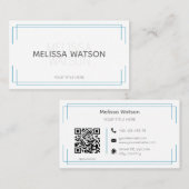Basis blauw wit QR code eenvoudig Visitekaartje (Voorkant / Achterkant)