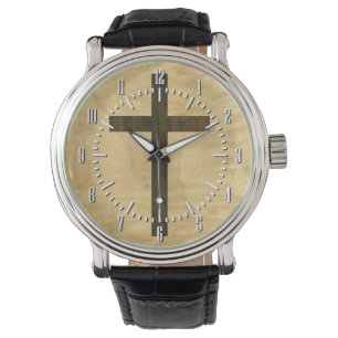Basis Christelijk kruishout Horloge
