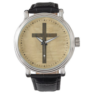 Basis Christelijk kruishout Horloge