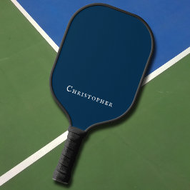 Basis Donker Marine Blauw Monogram Naam Pickleball Paddle