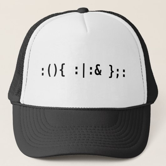 Basis Fork Bomb - Terminal Hacker Black Text Desig Trucker Pet (Voorkant)