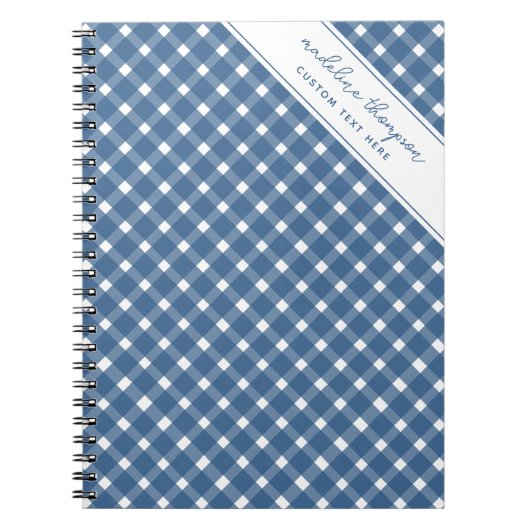 Basis Gingham Licht Marineblauwe Spiraal Notitieboek (Voorkant)