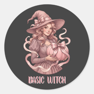 Basis Heks Coquette Vintage Roze Pompoen Ronde Sticker
