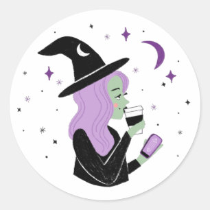 Basis heks schattige pastelwitje ronde sticker
