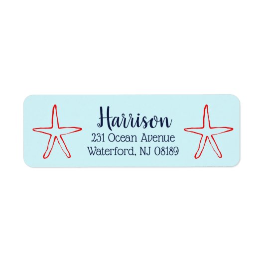 Basis Home Starfish Address Label Sjabloon (Voorkant)