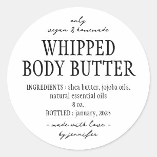 Basis Ingrediënten voor Zweepslag Body Butter in F Ronde Sticker