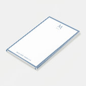 Basis Monogram Navy Blauwe Rand Persoonlijk  Post-it® Notes (Schuin)