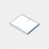 Basis Monogram Navy Blauwe Rand Persoonlijk  Post-it® Notes (Schuin)