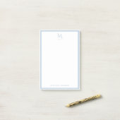 Basis Monogram Stofblauw Rand Persoonlijk  Post-it® Notes (Op bureau)