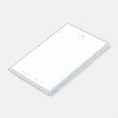 Basis Monogram Stofblauw Rand Persoonlijk  Post-it® Notes (Schuin)