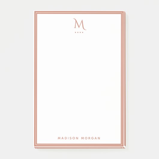 Basis Monogram Terracotta Rand Persoonlijk Post-it® Notes (Voorkant)