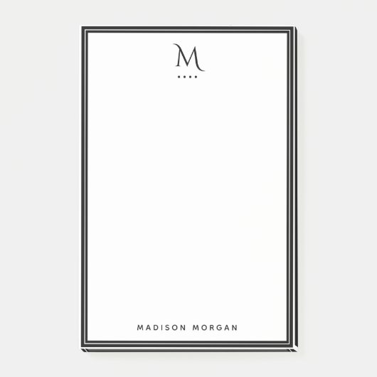 Basis Monogram Zwartrand Persoonlijk  Post-it® Notes (Voorkant)