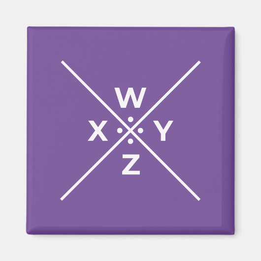 Basis Pigpen-cijfersleutel WXYZ (4 van 4) op donke Magneet (Voorkant)