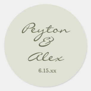 Basis Sage Groene Script Trouw Ronde Sticker