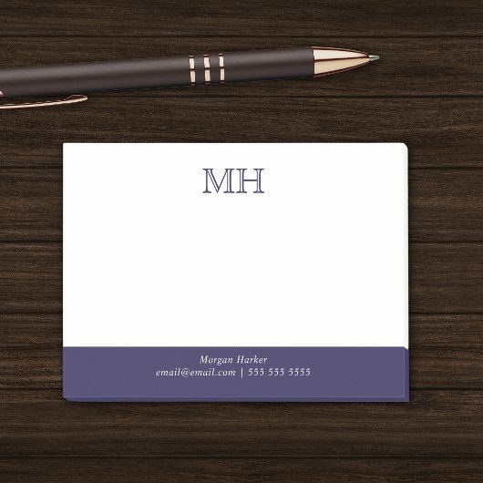 Basis Schoon Initiaal Wit Donkerblauw Post-it® Notes