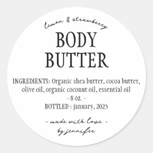 Basis Zelfgemaakte Body Butter Ingrediënten Ronde Sticker