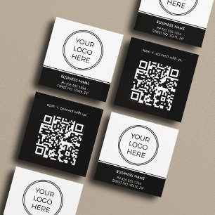 Basis Zwart Bedrijfslogo QR-code Vierkante Visitekaartje