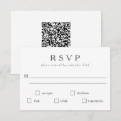 Basis Zwart Wit Maaltijdkeuze QR-code RSVP Kaartje (Voorkant / Achterkant)