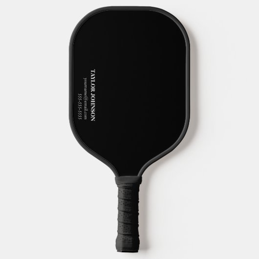 Basis Zwart-wit Monogram Naam + Info Pickleball Paddle (Achterkant)