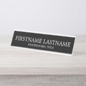 Basis Zwart Wit Traditionele Naam en Titel Bureau Naambordje (Voorkant)