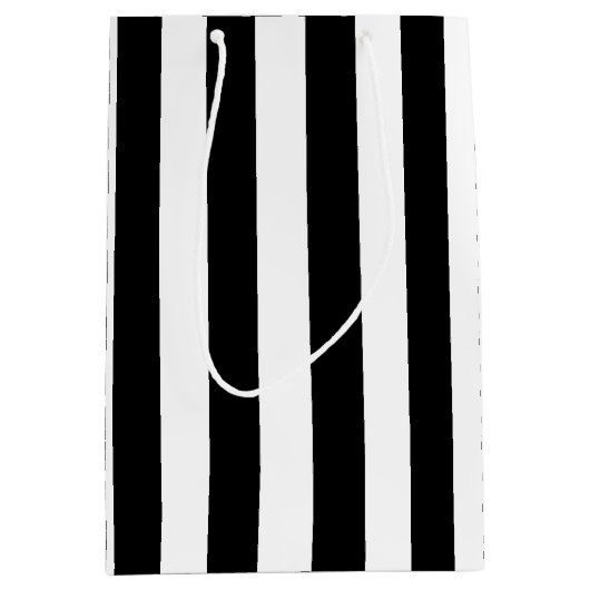 Basis zwart-wit verticale strepen medium cadeauzakje (Voorkant)