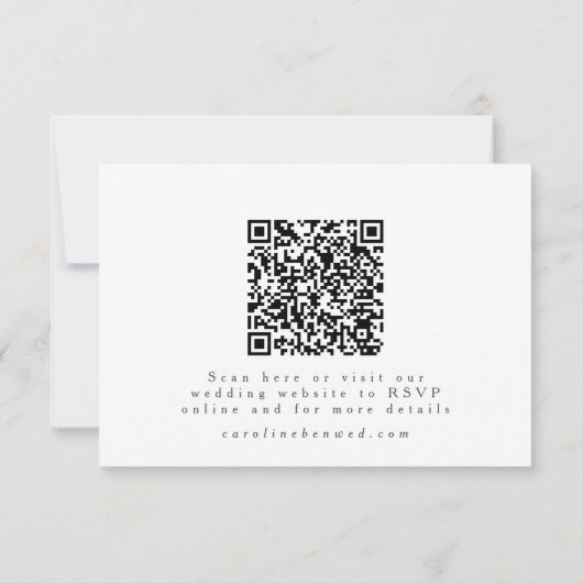 Basis Zwart Witte Maaltijd Keuze QR Code RSVP Kaartje (Achterkant)