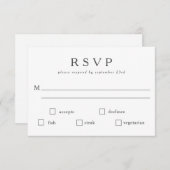 Basis Zwart Witte Maaltijd Keuze QR Code RSVP Kaartje (Voorkant / Achterkant)